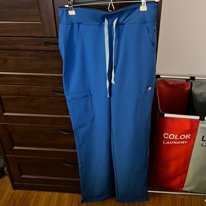 Figs royal blue Hugh waisted scrub pants